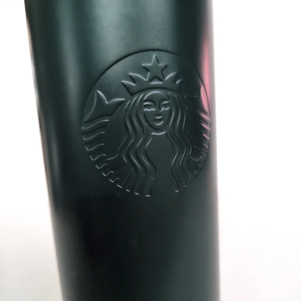 Starbucks Tumbler Dark Green Matte Stainless Steel Embossed Venti 20oz